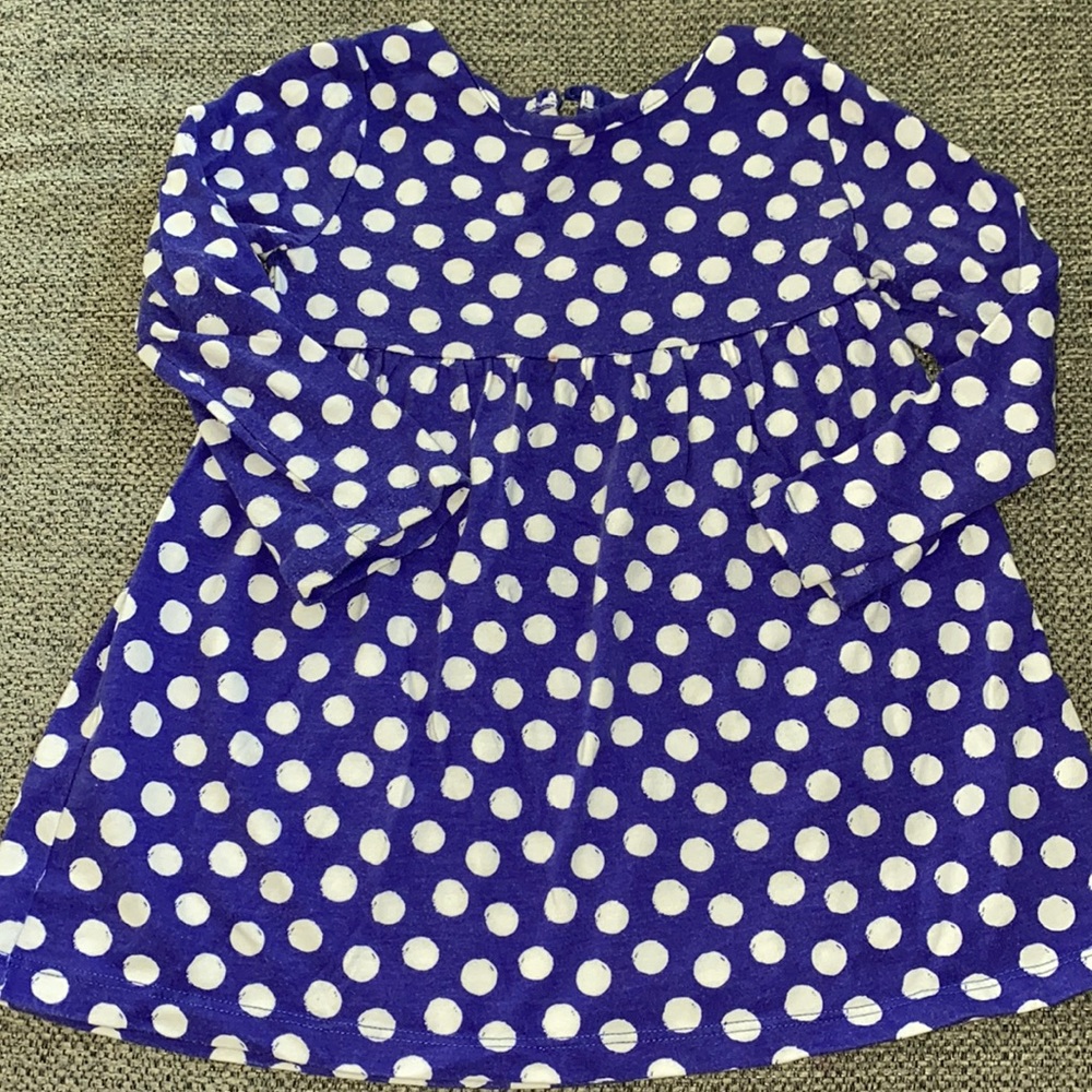 Blue and white polka dot toddler dress 24 months